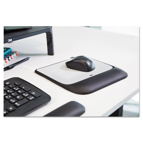 Image of Mouse Pad with Precise Mousing Surface and Gel Wrist Rest, 8.5 x 9, Gray/Black