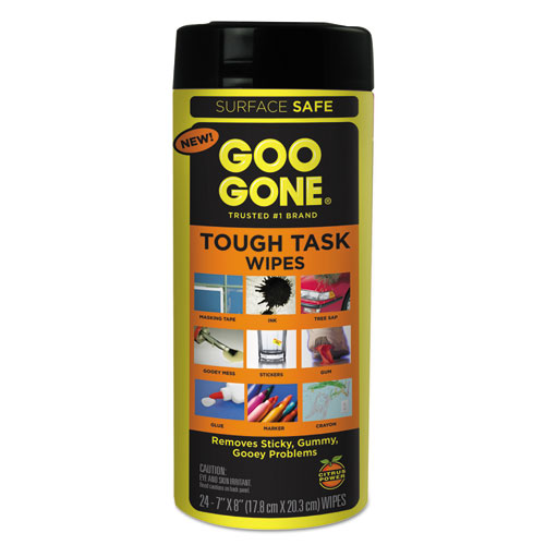 Goo Gone® Clean Up Wipes, 8 x 7, Citrus Scent, White, 24/Canister