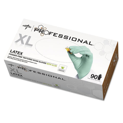 Professional Latex Exam Gloves With Aloe, X-Large, Green, 90/box
