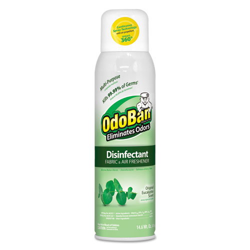 OdoBan® Disinfectant/Fabric & Air Freshener 360 Spray, Eucalyptus, 14 oz Can, 12/Ctn