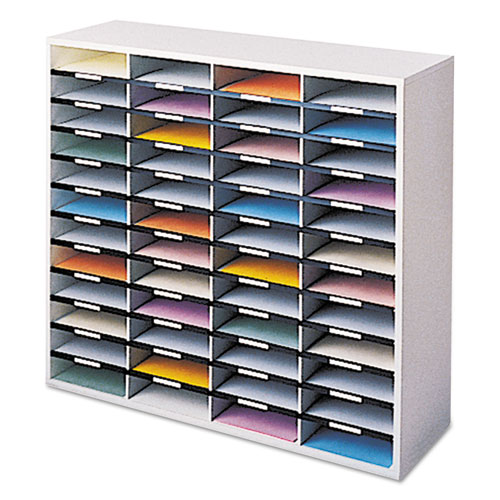 Literature Organizer, 48 Letter Sections, 38 1/4 x 11 7/8 x 34 11/16, Dove Gray