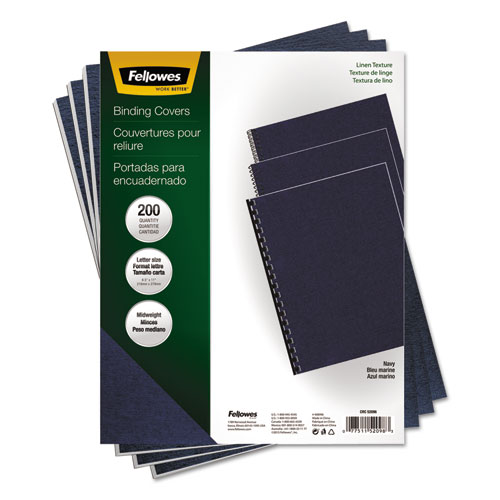 Linen Texture Binding System Covers, 11-1/4 x 8-3/4, Navy, 200/Pack