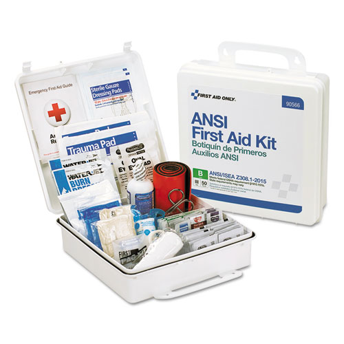 Bulk ANSI 2015 Compliant Class B Type III First Aid Kit for 50 People, 199 Pieces, Plastic Case