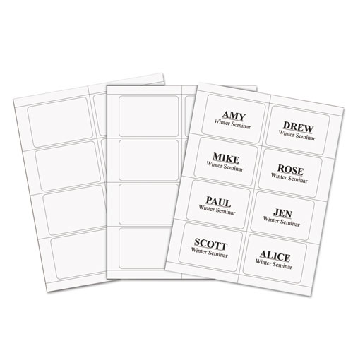 Laser Printer Name Badges, 3 3/8 x 2 1/3, White, 200/Box