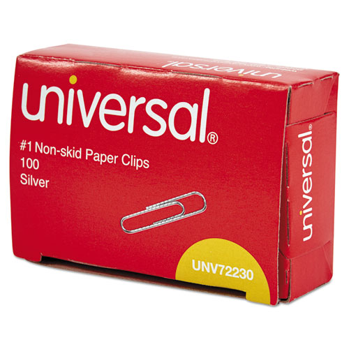 Image of Universal® Paper Clips, #1, Nonskid, Silver, 100 Clips/Box, 10 Boxes/Pack