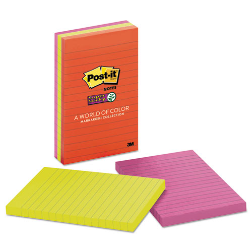 Post-it Notes Super Sticky Pads in Marrakesh Colors, Lined, 4 x 6,  90-Sheet, 3/Pack - Comp-U-Charge Inc