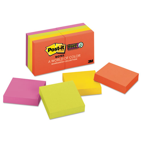 Post-it® Notes Super Sticky Pads in Marrakesh Colors, 2 x 2, 90-Sheet, 8/Pack