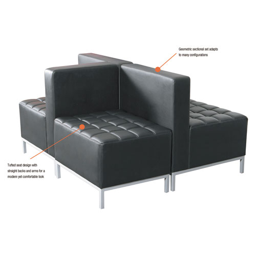 Image of Alera® Qub Series Powered Armless L Sectional, 26.38W X 26.38D X 30.5H, Black