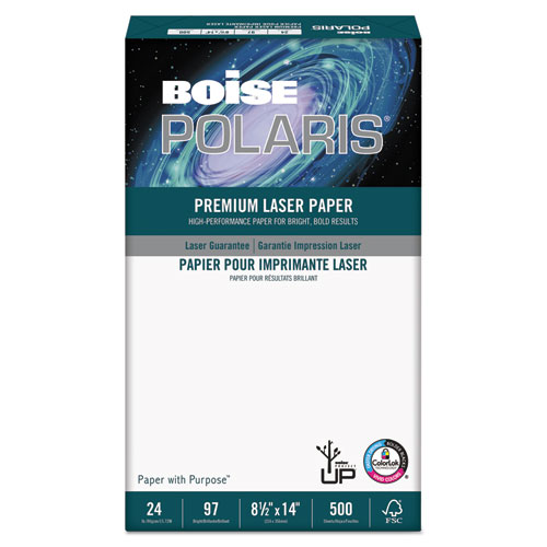 Image of Boise® Polaris Premium Laser Paper, 97 Bright, 24 Lb Bond Weight, 8.5 X 14, White, 500/Ream