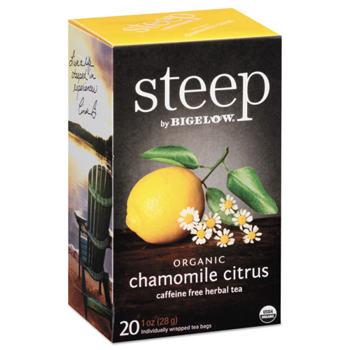 Bigelow® Steep Tea, Chamomile Citrus Herbal, 1 Oz Tea Bag, 20/Box