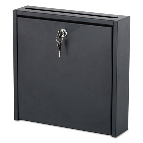 Wall-Mountable Interoffice Mailbox, 12w x 3d x 12h, Black