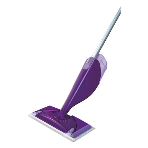 Image of Swiffer® Wetjet Mop, 11 X 5 White Cloth Head, 46" Purple/Silver Aluminum/Plastic Handle, 2/Carton
