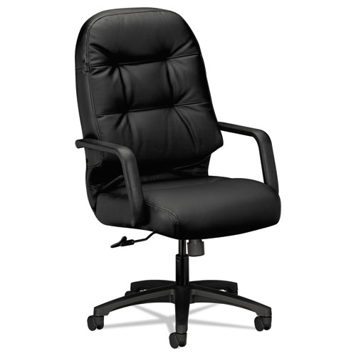 Pillow-Soft 2090 Series Executive High-Back Swivel/Tilt Chair, Supports up to 300 lbs., Black Seat/Black Back, Black Base | by Plexsupply