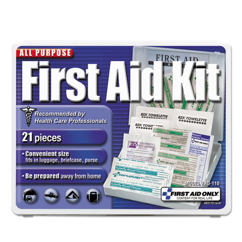 First Aid Only™ All-Purpose First Aid Kit, 34 Pieces, 3.74 x 4.75, 34 Pieces, Plastic Case