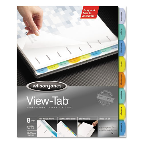 View-Tab Paper Index Dividers, 8-Tab, 11 x 8.5, White, 1 Set
