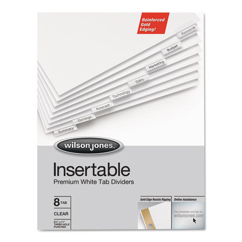 Gold Line Insertable Tab Dividers, 8-Tab, 11 x 8.5, White, 1 Set