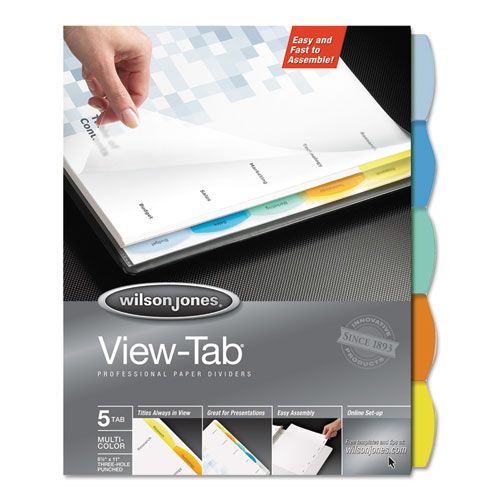 View-Tab Paper Index Dividers, 5-Tab, 11 x 8.5, White, 1 Set