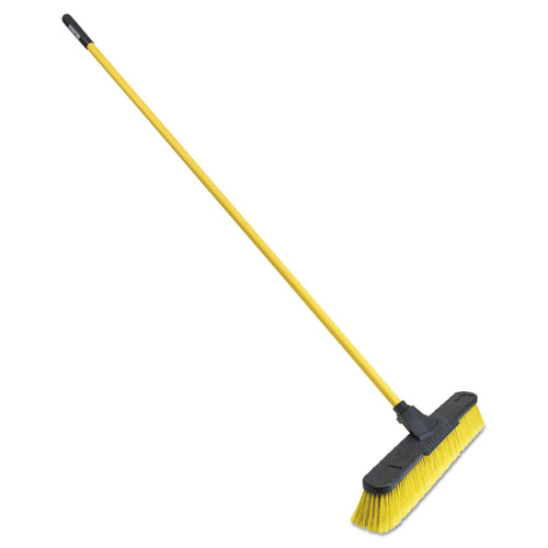Multisurface Pushbroom, 24" Brush, 63 3/4" Handle, Pet/steel, Yellow/black