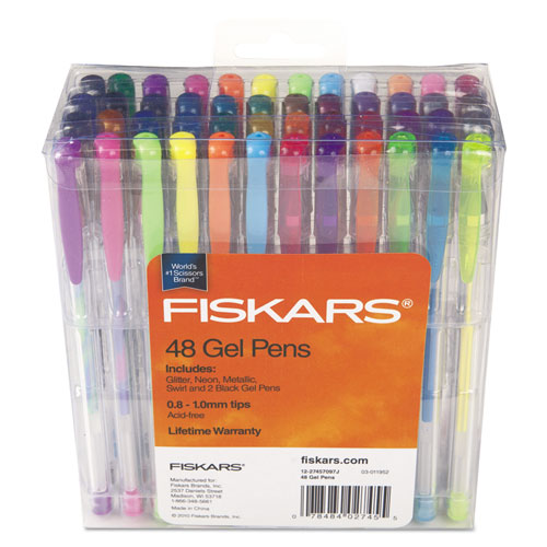 Fiskars® Gel Pen Set, Assorted Colors, 0.8mm - 1.0 mm Tip Sizes, 48/Set
