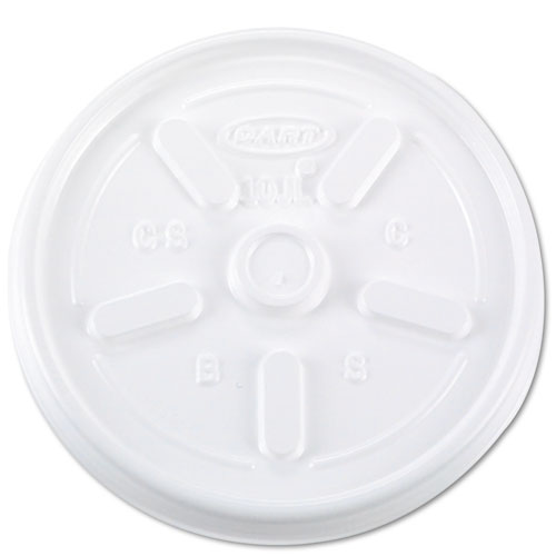 Dart® Vented Plastic Hot Cup Lids, 10 oz Cups, White, 1,000/Carton