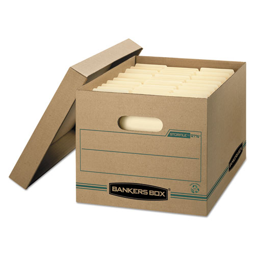 Bankers Box® Stor/File Basic-Duty Storage Boxes, Letter/Legal Files, 12.5" X 16.25" X 10.5", Kraft/Green, 12/Carton