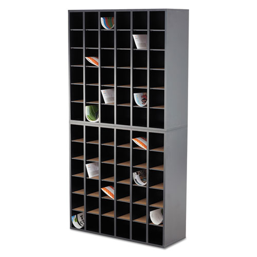 Image of Wood Mail Sorter with Adjustable Dividers, Stackable, 36 Compartments, Black