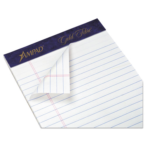 Image of Ampad® Gold Fibre Writing Pads, Narrow Rule, 50 White 5 X 8 Sheets, 4/Pack