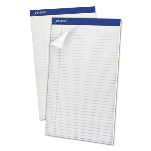 Image of Perforated Writing Pads, Wide/Legal Rule, 50 White 8.5 x 14 Sheets, Dozen