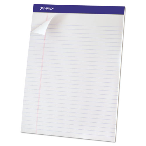 Image of Ampad® Perforated Writing Pads, Wide/Legal Rule, 50 White 8.5 X 11.75 Sheets, Dozen