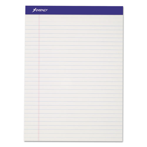 Ampad® Perforated Writing Pad, 8 1/2 x 11 3/4, White, 50 Sheets, Dozen.