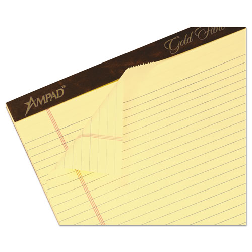 Image of Gold Fibre Quality Writing Pads, Narrow Rule, 50 Canary-Yellow 8.5 x 14 Sheets, Dozen