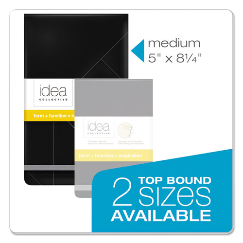 Idea Collective Journal Pad with Hard Cover, Wide/Legal Rule, Black Cover, 120 Cream 5 x 8.25 Sheets
