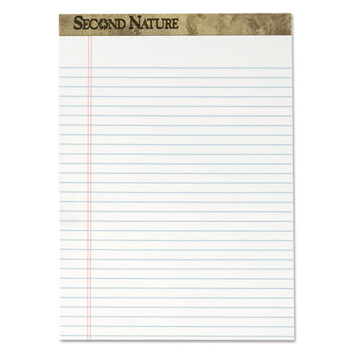 SECOND NATURE RECYCLED PADS, WIDE/LEGAL RULE, 8.5 X 11.75, WHITE, 50 SHEETS, DOZEN