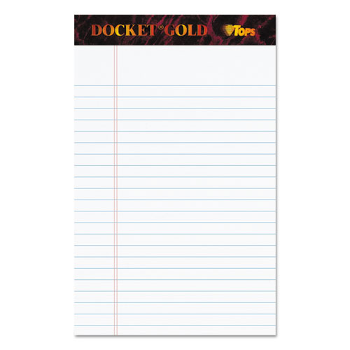 DOCKET GOLD RULED PERFORATED PADS, NARROW RULE, 5 X 8, WHITE, 50 SHEETS, 12/PACK