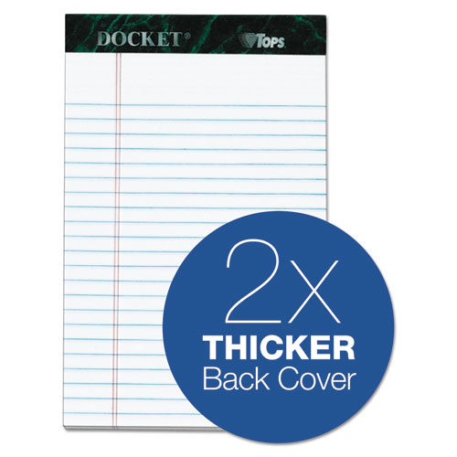 Docket Ruled Perforated Pads, Narrow Rule, 5 x 8, White, 50 Sheets, 6/Pack