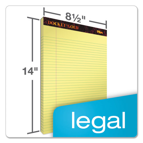 Image of Tops™ Docket Gold Ruled Perforated Pads, Wide/Legal Rule, 50 Canary-Yellow 8.5 X 14 Sheets, 12/Pack