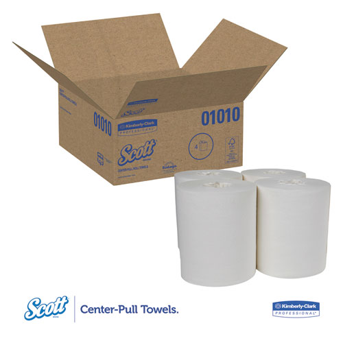 Essential Center-Pull Towels, Absorbency Pockets, 2-Ply, 8 x 15, White, 500/Roll, 4 Rolls/Carton