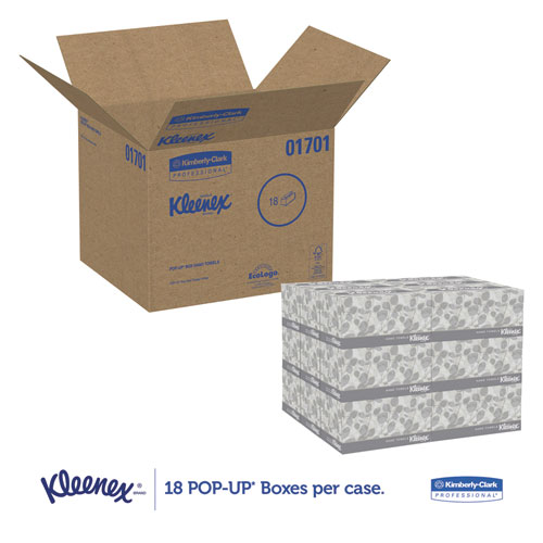 Image of Hand Towels, Pop-Up Box, Cloth, 1-Ply, 9 x 10.5, White, 120/Box, 18 Boxes/Carton