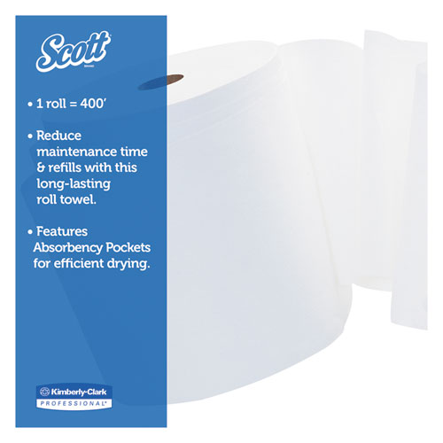 Image of Essential Hard Roll Towels for Business, Absorbency Pockets, 1-Ply, 8" x 400 ft, 1.5" Core, White, 12 Rolls/Carton