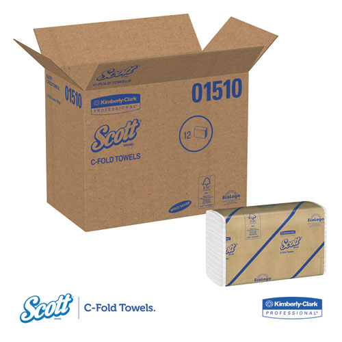 Image of Essential C-Fold Towels for Business, Absorbency Pockets, 10.13 x 13.15, White, 200/Pack, 12 Packs/Carton