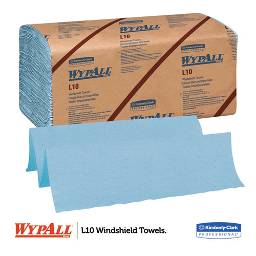 L10 Windshield Wipers, Banded, 2-Ply, 9.38 x 10.25, Light Blue, 140/Pack, 16 Packs/Carton