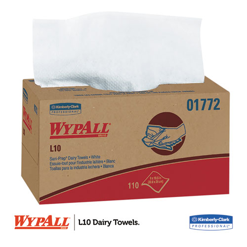 L10 SANI-PREP Dairy Towels,POP-UP Box, 1Ply, 10 1/2x10 1/4, 110/Pk, 18 Pk/Carton