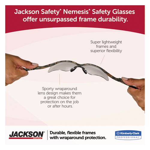 Nemesis Safety Glasses, Black Frame, Blue Mirror Lens