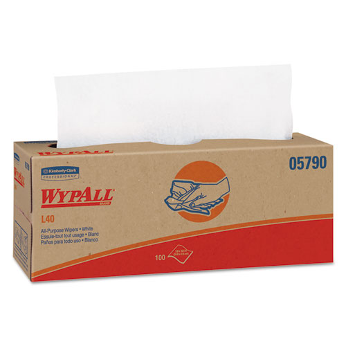 WypAll® L40 Towels, POP-UP Box, 16.4 x 9.8, White, 100/Box, 9 Boxes/Carton