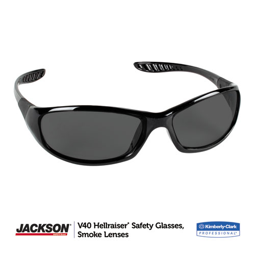 V40 HellRaiser Safety Glasses, Black Frame, Smoke Lens