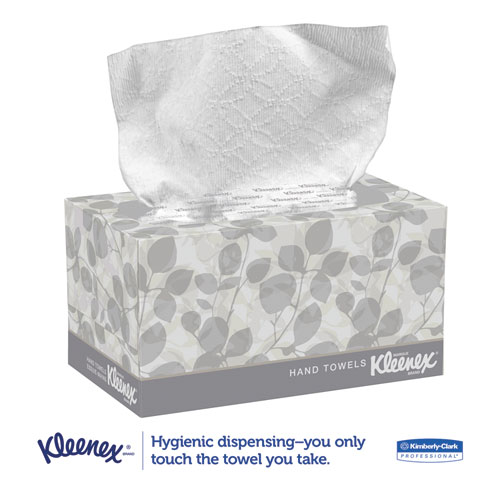 Image of Kleenex® Hand Towels, Pop-Up Box, Cloth, 1-Ply, 9 X 10.5, Unscented, White, 120/Box, 18 Boxes/Carton