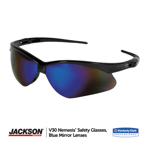Image of Kleenguard™ Nemesis Safety Glasses, Black Frame, Blue Mirror Lens