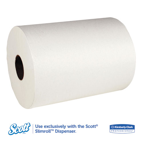 Image of Scott® Slimroll Towels, Absorbency Pockets, 8" X 580 Ft, White, 6 Rolls/Carton