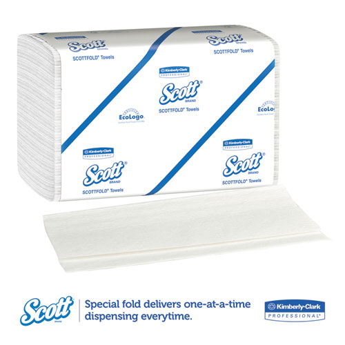 Image of Pro Scottfold Towels, 1-Ply, 7.8 x 12.4, White, 175 Towels/Pack, 25 Packs/Carton