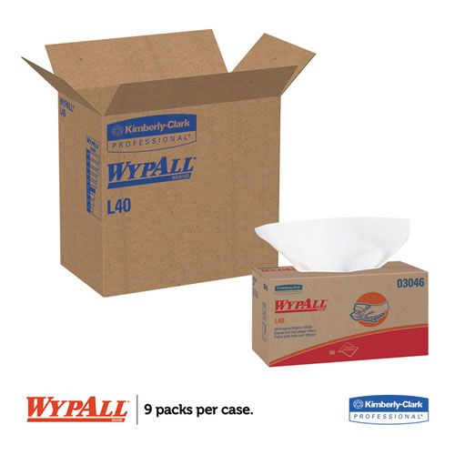 Image of Wypall® L40 Towels, Pop-Up Box, 10.8 X 10, White, 90/Box, 9 Boxes/Carton